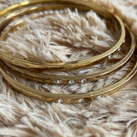 Aldo gold tone bangles with tiny stones - Picture 2 of 3